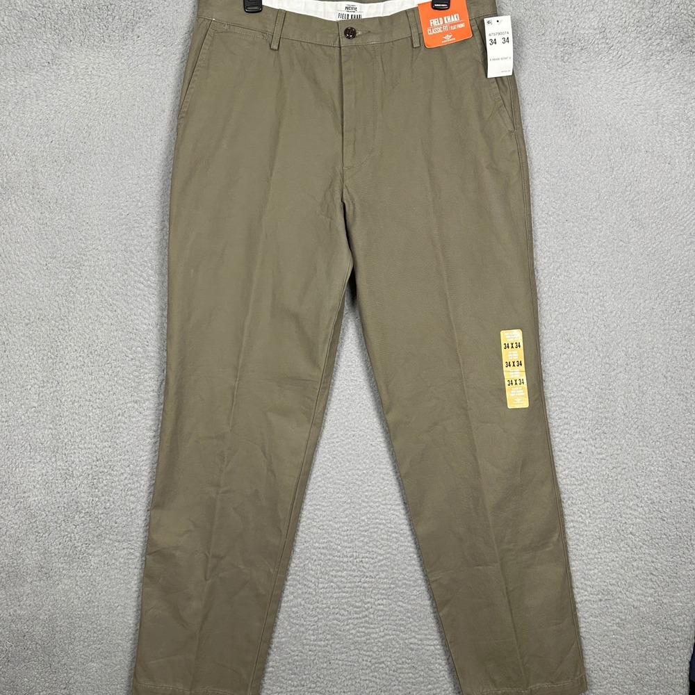 NEW Dockers Pants Men 34X34 Field Khaki Classic Fit Green Pacific Collection